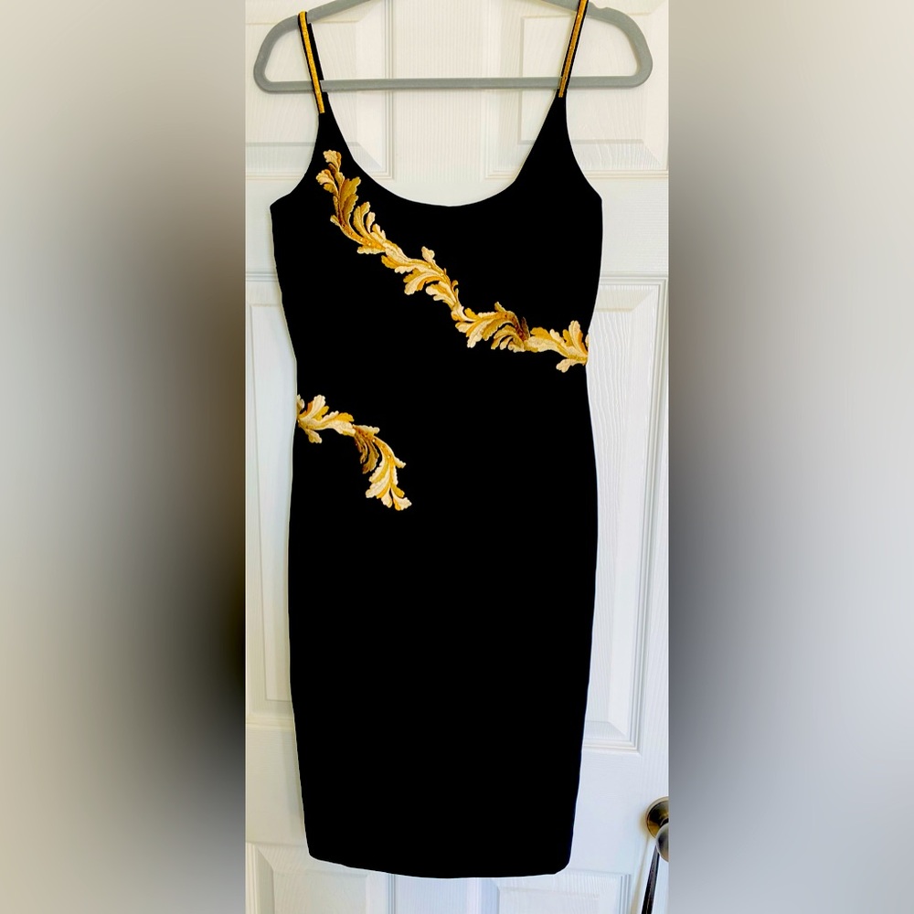 Maggie London Black and Gold Embellished Dress